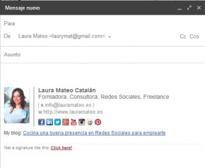 Firma de correo con wisestamp de Laura Mateo Catalán 